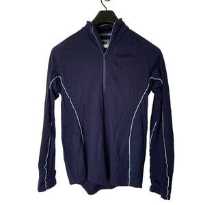 Icebreaker Merino GT wool 1/4 zip pullover long sleeve navy women's size medium